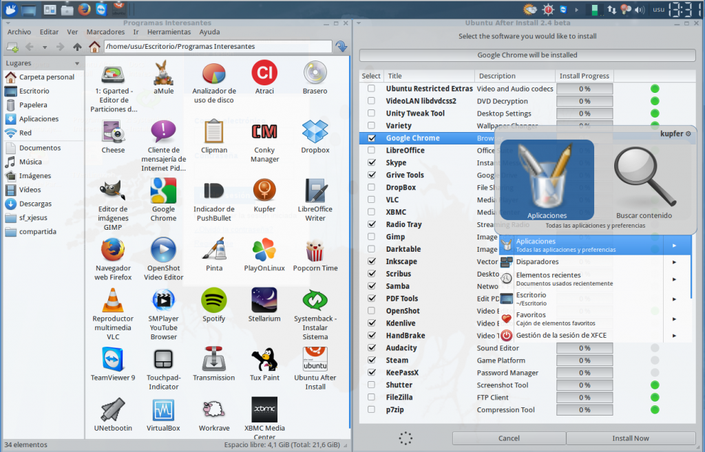 Captura con Ubuntu-After-Install, Kupfer y Programas Interesantes